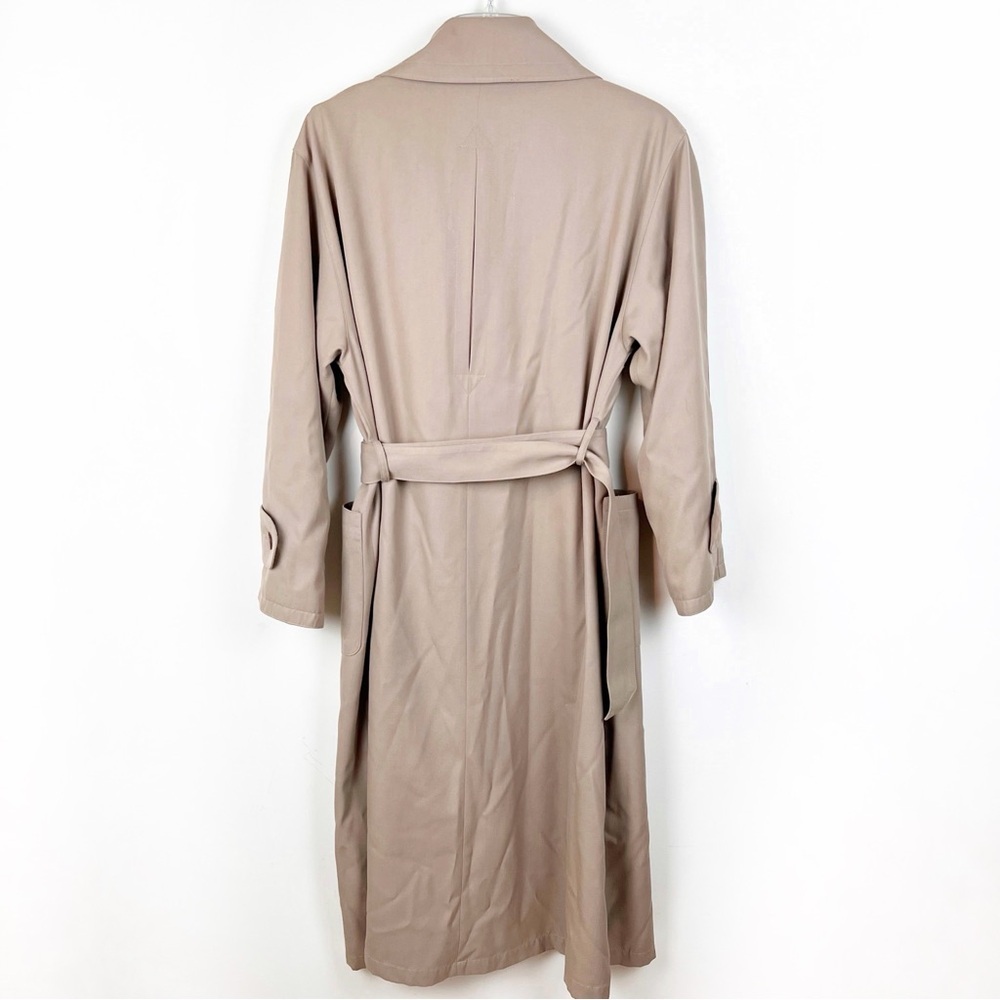 Vintage Khaki Trench Coat 4 Oversized Long Belted Pocket Preppy Old Money Career - Picture 9 of 11